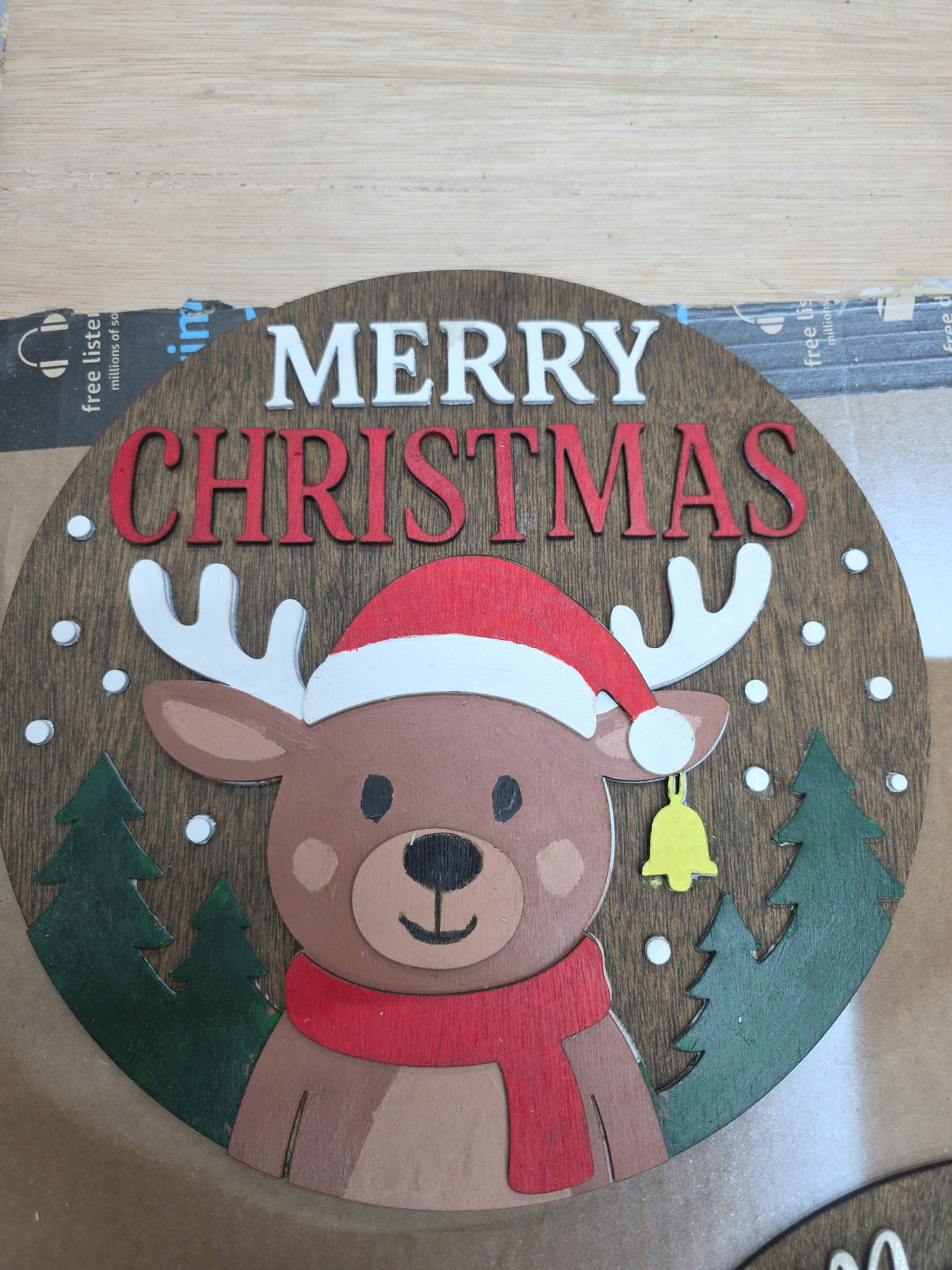 Picture of Merry Christmas Reindeer with Trees - Door Sign